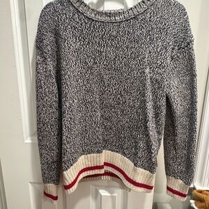 Roots Black and Cream Knit Sweater with Red Accents